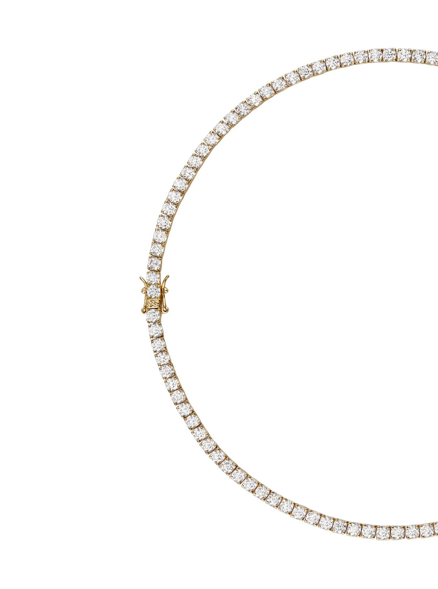 KATE ROUND CUT, LAB-GROWN WHITE SAPPHIRE GOLD RIVIERE NECKLACE