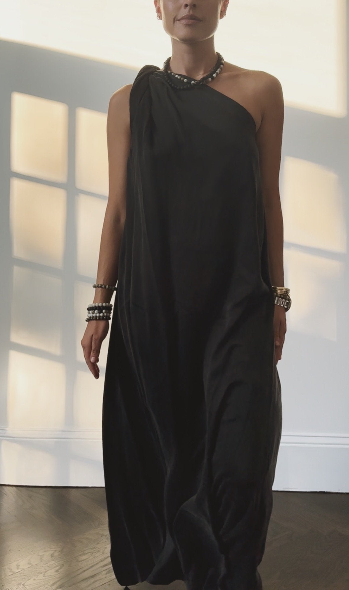 Paix Dress in Sand Washed Silk