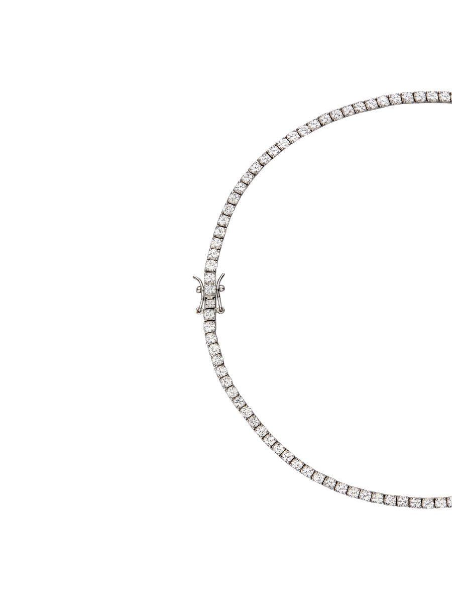 MOSS ROUND CUT, 3MM 4-PRONG, LAB-GROWN WHITE SAPPHIRE SILVER RIVIERE NECKLACE