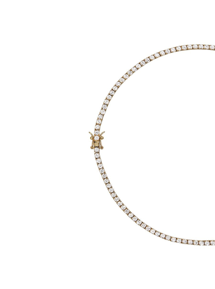 MOSS ROUND CUT, 3MM 4-PRONG, LAB-GROWN WHITE SAPPHIRE GOLD RIVIERE NECKLACE