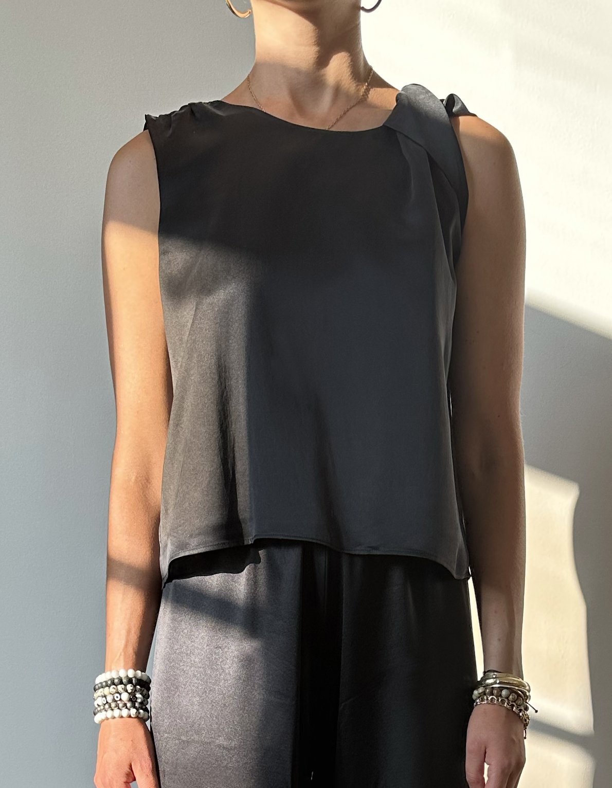 Fleur Top in Sand Washed Silk