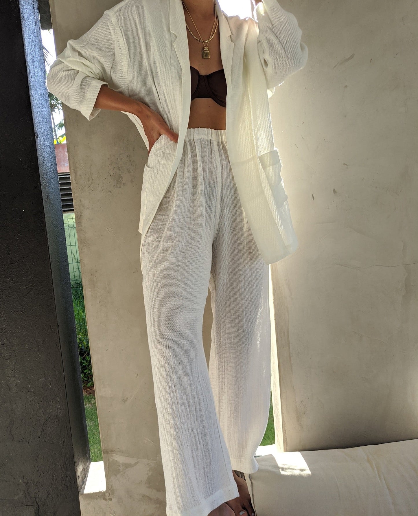 Patricia Waffled Cotton Pant