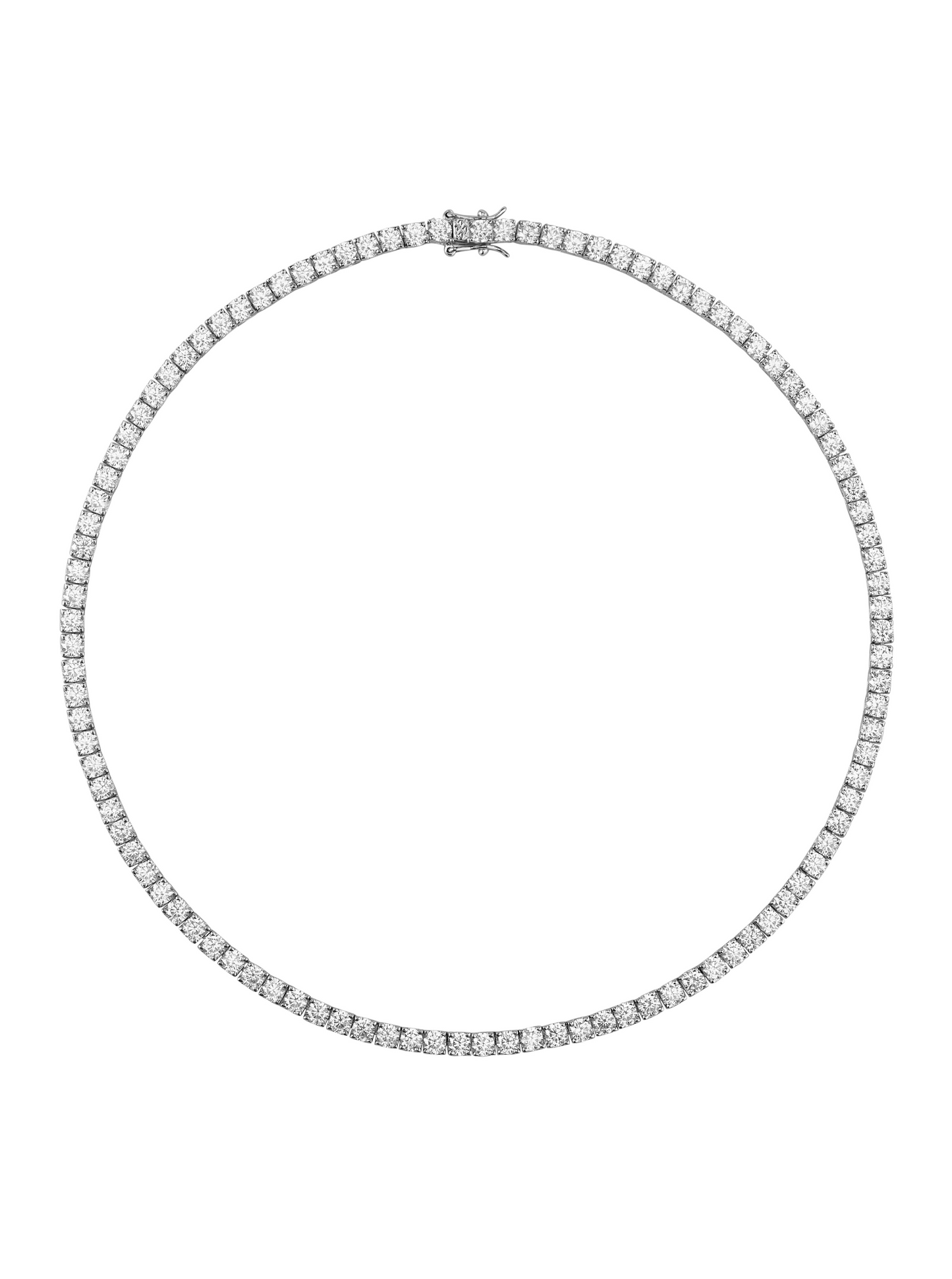 KATE ROUND CUT, LAB-GROWN WHITE SAPPHIRE SILVER RIVIERE NECKLACE