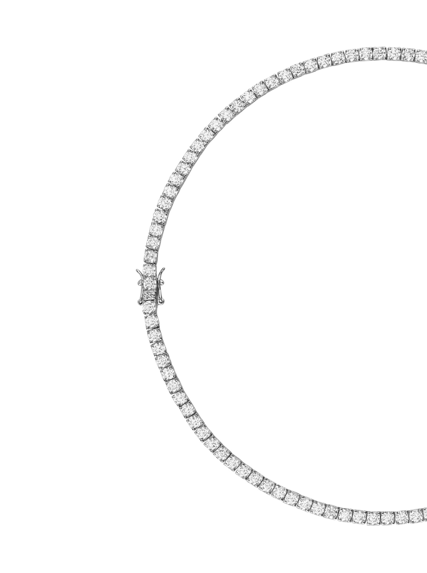 KATE ROUND CUT, LAB-GROWN WHITE SAPPHIRE SILVER RIVIERE NECKLACE