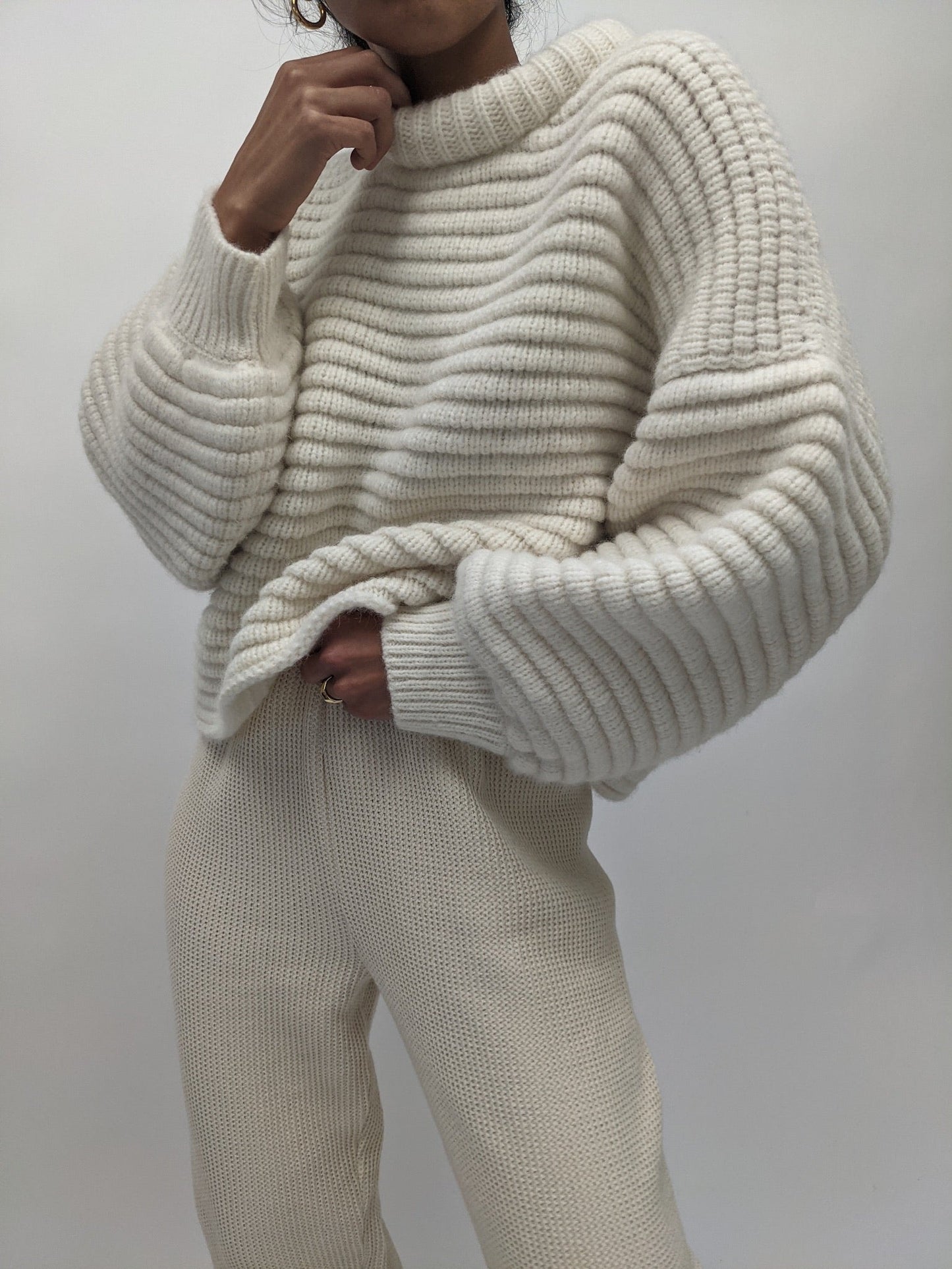 Romy Knitted Alpaca Balloon Sleeve Sweater