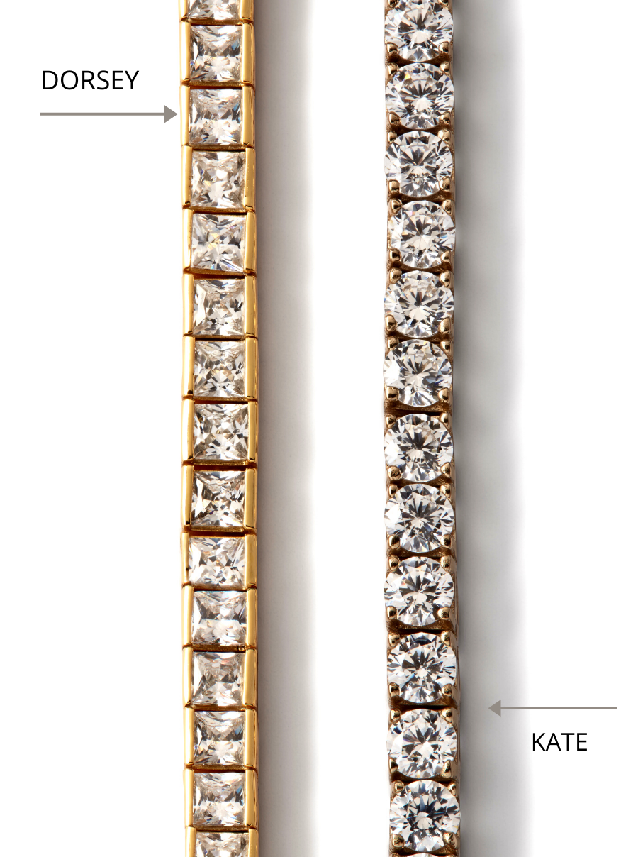 KATE ROUND CUT, LAB-GROWN WHITE SAPPHIRE GOLD RIVIERE NECKLACE