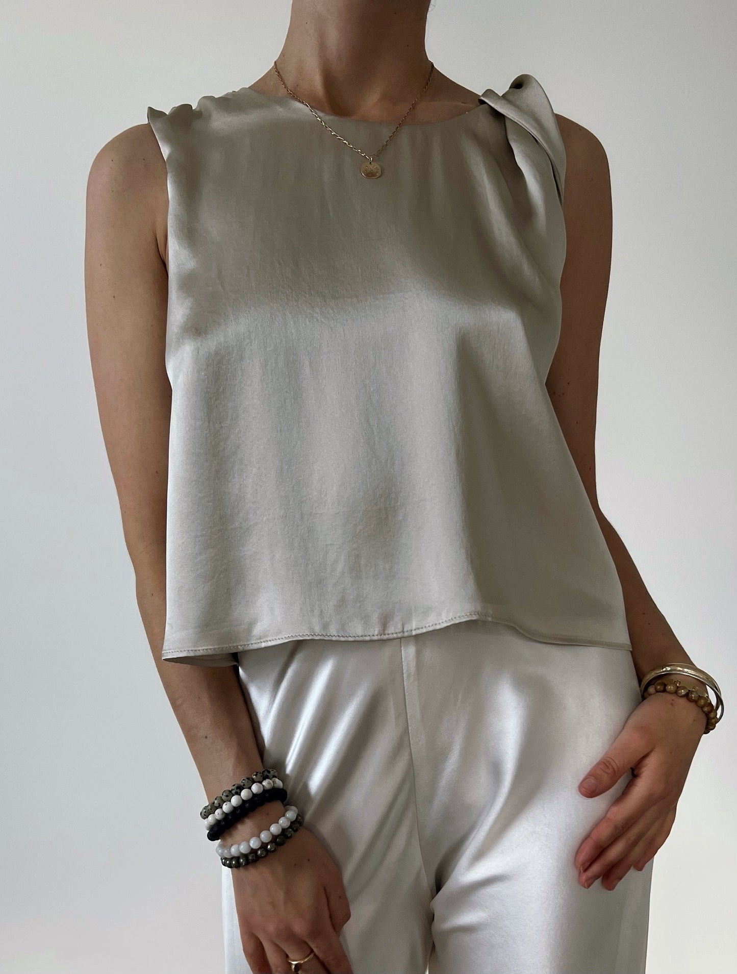 Fleur Top in Sand Washed Silk