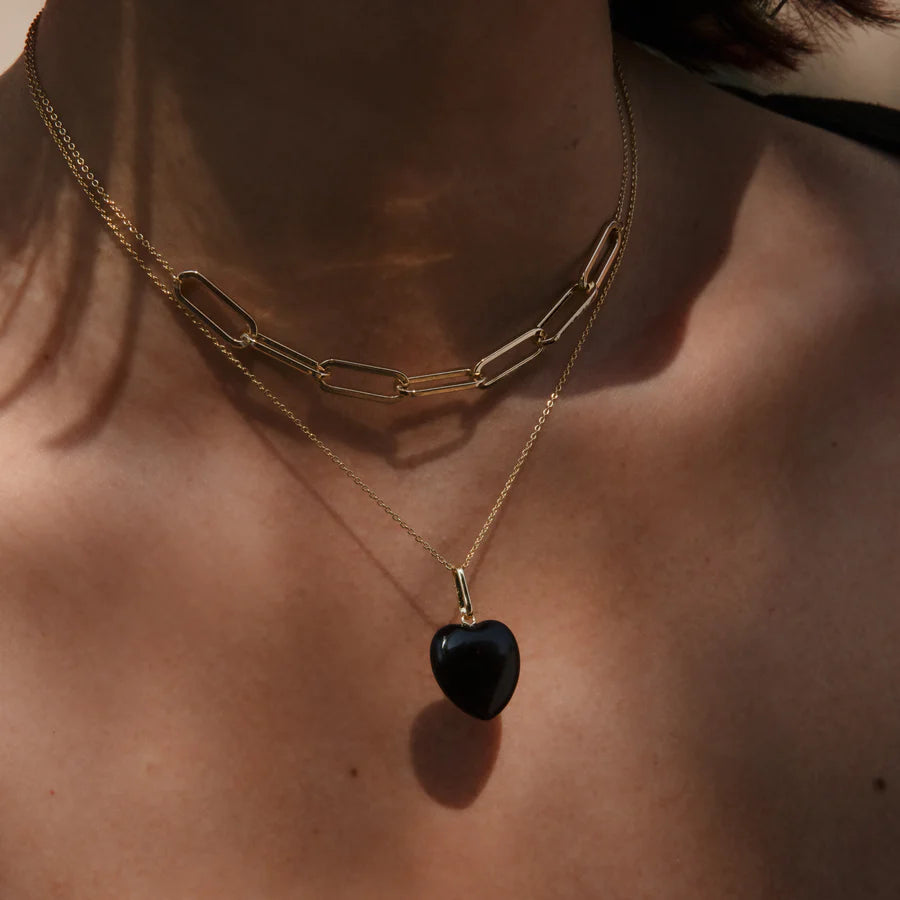 Gemma Onyx Heart Necklace