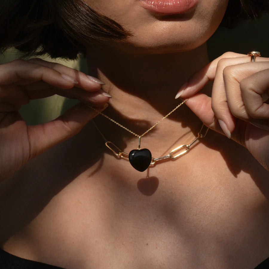 Gemma Onyx Heart Necklace