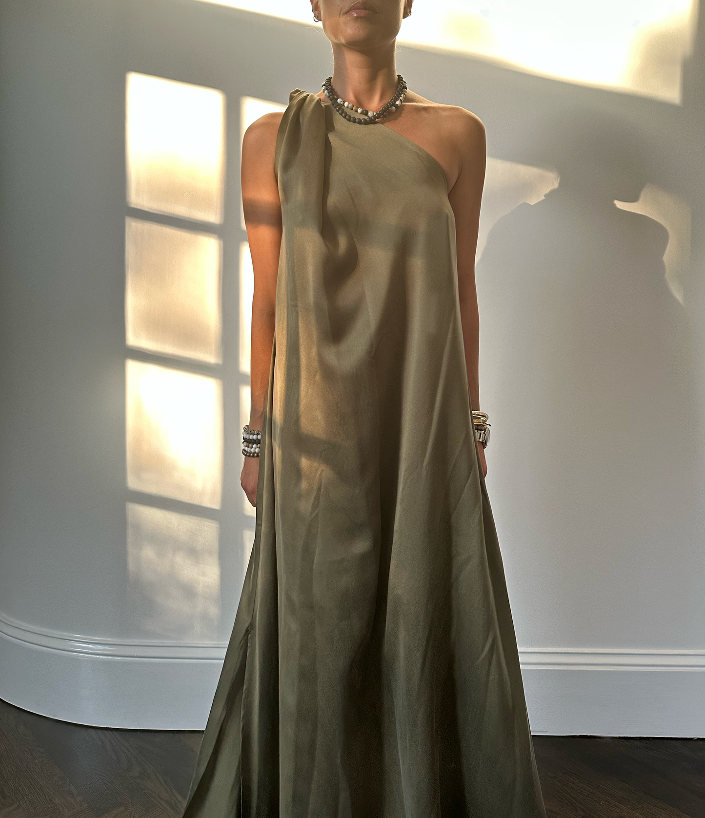 Paix Dress in Sand Washed Silk